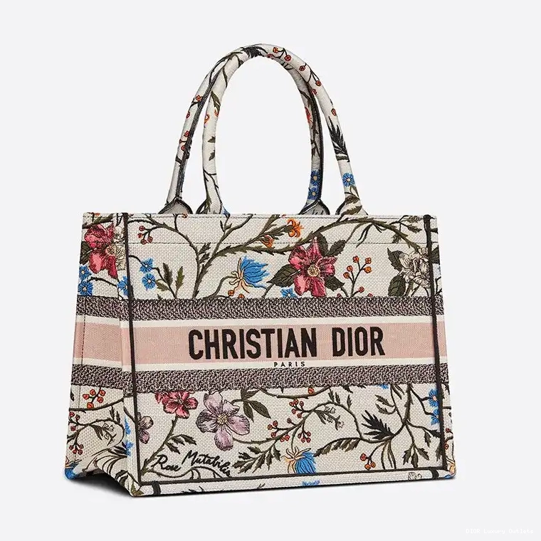 Cheap Canvas White Tote Motif Rosa Dior Book Mutabilis 0519 Luxury